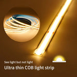 LED COB Light Strip with Touch Dimmer – Flexible USB-Powered 5V Tape for DIY Indoor Lighting, TV Backlight, Mirror, and Wall Decor