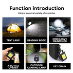 Mini LED Flashlight Keychain – Multifunctional Portable COB Camping Lamp with USB Charging for Outdoor Fishing, Hiking, and Work