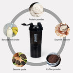 3-Layer Shaker Protein Bottle – Plastic Mixing Cup for Protein Powder and Water, Perfect for Bodybuilding and Exercise