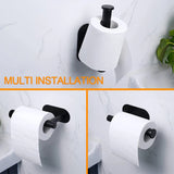 No-Drill Toilet Paper Holder – Stainless Steel Self-Adhesive Wall-Mounted Tissue and Towel Roll Dispenser for Bathroom and Kitchen