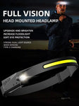 Induction COB LED Headlamp – USB Rechargeable Head Torch with Built-in Battery, 5 Lighting Modes, and Motion Sensor