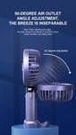 USB Rechargeable Handheld Mini Fan – Foldable Portable Neck Hanging Design, 5 Speeds, Phone Stand, and Display Screen