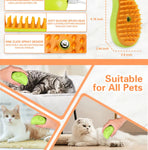 3-in-1 Electric Pet Grooming Steam Brush – Shedding, Massage, and Sprayer Tool for Cats and Dogs