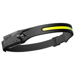 Induction COB LED Headlamp – USB Rechargeable Head Torch with Built-in Battery, 5 Lighting Modes, and Motion Sensor