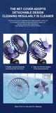 USB Rechargeable Handheld Mini Fan – Foldable Portable Neck Hanging Design, 5 Speeds, Phone Stand, and Display Screen