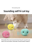 Interactive Smart Cat Toy Ball – Plush Electric Catnip Training Ball with Touch-Activated Sounds, Squeak Toy for Kittens and Cats