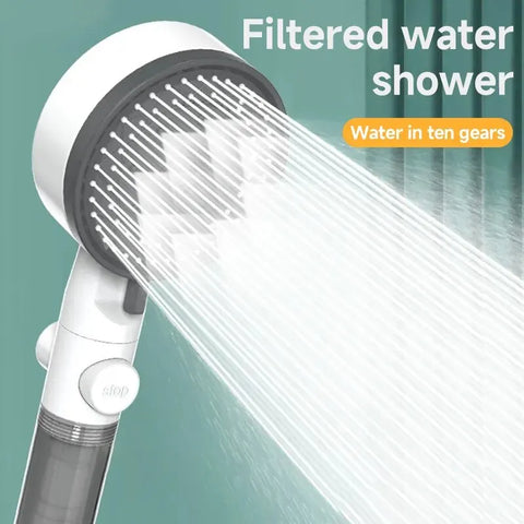 High-Quality Adjustable Shower Head with 8 Modes – High-Pressure Water Filter and One-Key Stop Feature for Portable Bathroom Use