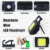 Mini LED Flashlight Keychain – Multifunctional Portable COB Camping Lamp with USB Charging for Outdoor Fishing, Hiking, and Work