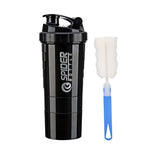 3-Layer Shaker Protein Bottle – Plastic Mixing Cup for Protein Powder and Water, Perfect for Bodybuilding and Exercise